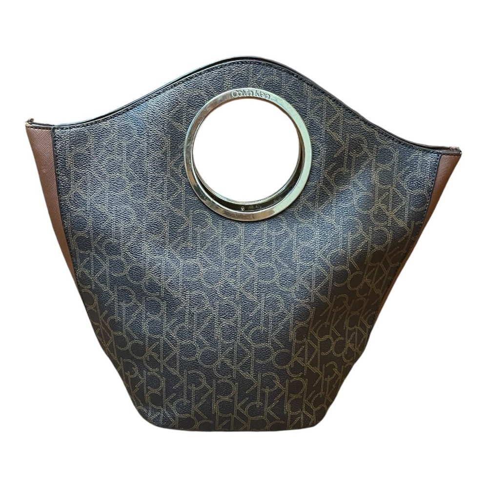 Calvin Klein Lexi Saffiano Leather Signature Bucket Tote